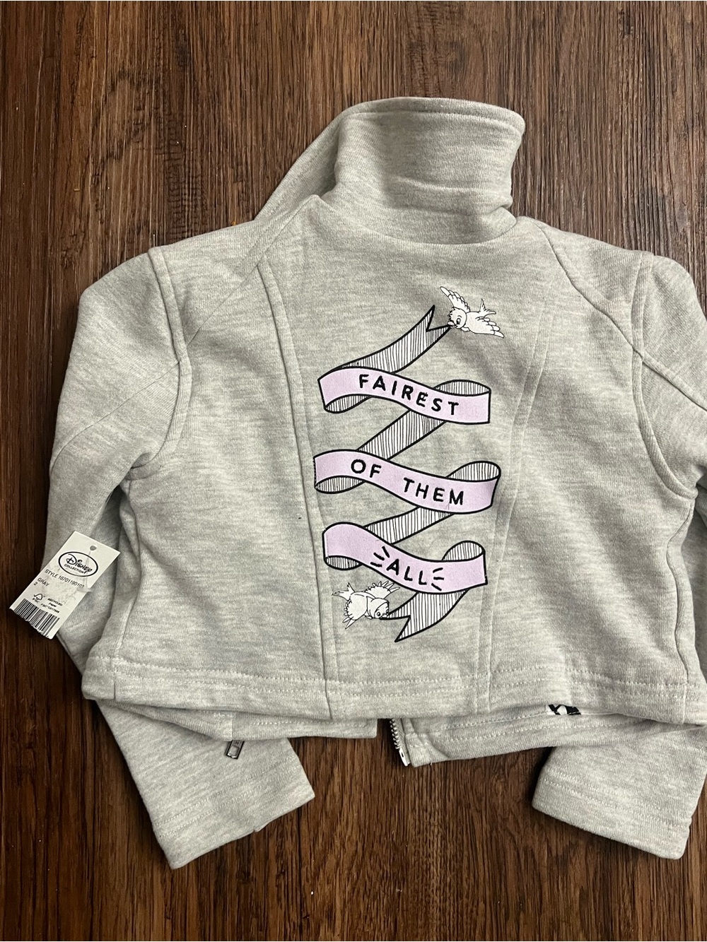 Disney Light Gray Moto Jacket Snow White aurora jasmine Cinderella - Picture 7 of 8